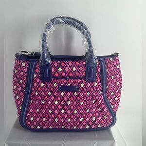 NWT Vera Bradley Trimmed Trapeze Katalina Pink Diamonds Quilted Satchel BAG